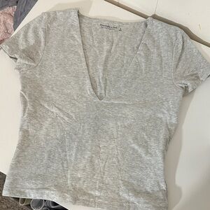 Abercrombie & Fitch Gray V-Neck Women's Top